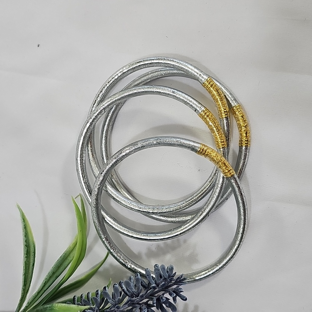 Silver and Gold toned Wrapped Womens Bracelet Set